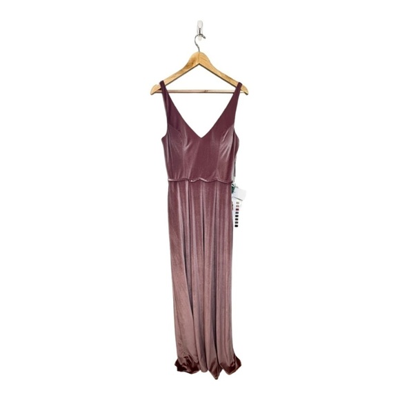 Morilee Madeline Gardner Vintage Velvet Bridesmaid Dress with V-Neckline Gown 10 - Picture 2 of 9
